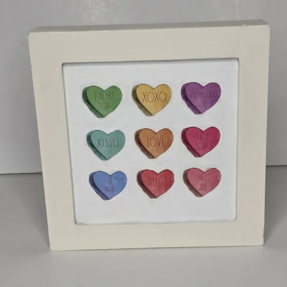 Rae Dunn Valentine's Day Conversation Colorful Hearts Wall Or Tabletop Decor - Picture 9 of 9